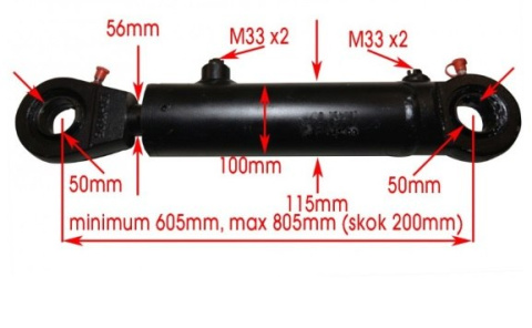 MOCNY SIŁOWNIK HYDRAULICZNY CYLINDER SKOK 200 MOCNY SIŁOWNIK HYDRAULICZNY CYLINDER SKOK 200