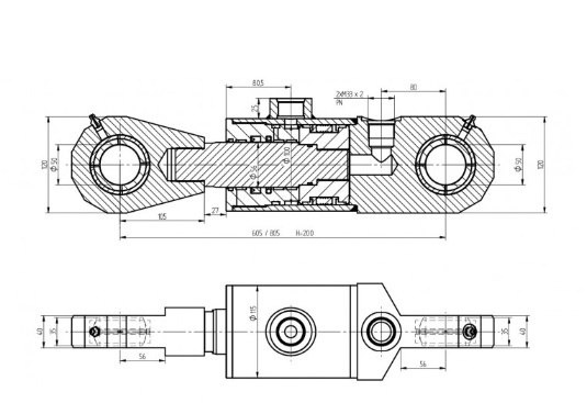 MOCNY SIŁOWNIK HYDRAULICZNY CYLINDER SKOK 200 MOCNY SIŁOWNIK HYDRAULICZNY CYLINDER SKOK 200