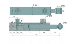 Siłownik hydrauliczny dwustronny 40/25/200 GRANIT